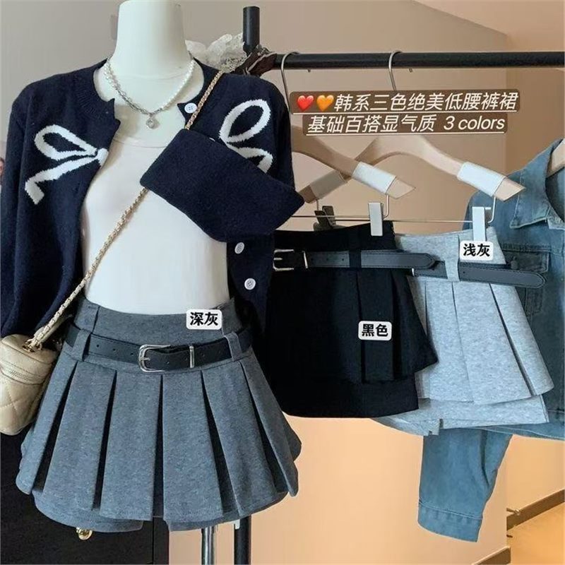 辣妹百褶半身裙2025秋冬款高腰百搭显瘦a字短裙小个子防走光裙裤