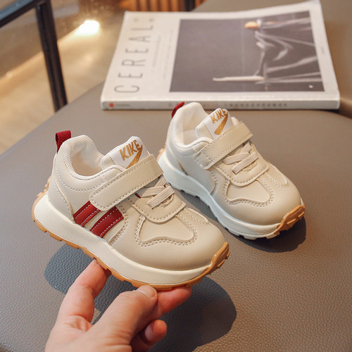 Children's sneakers 2024 spring and autumn children's two-stripe sneakers breathable 1-6 years old soft-soled sneakers for boys and girls
