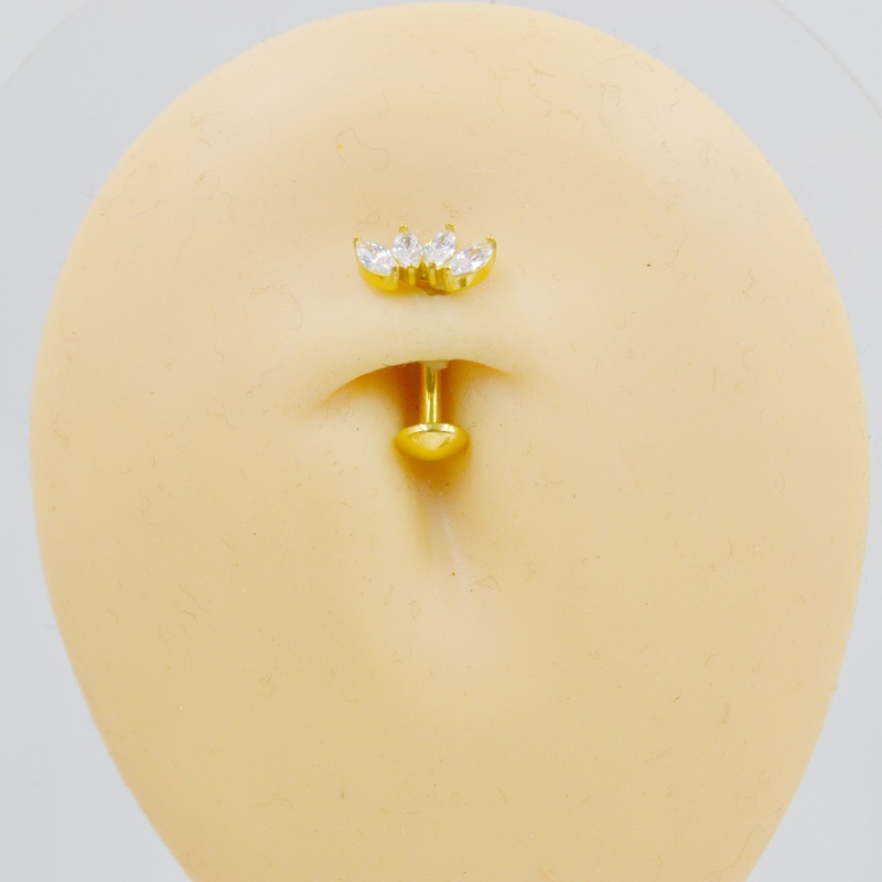 Zirconia Navel Piercing Ring Stainless Steel Belly Button Jewel_voghion.com