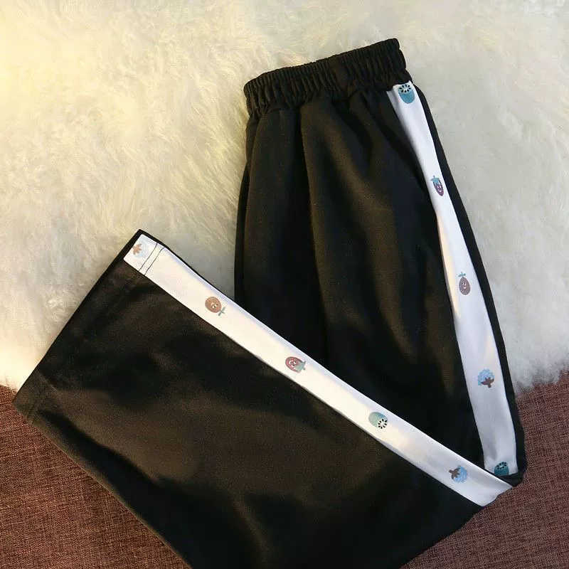 2023 универсальные широкие прямые брюки для студенток, корейский стиль, осенние новые узкие свободные спортивные повседневные брюки с высокой талией