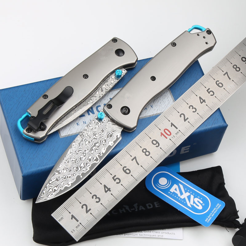 钛合金535户外折叠刀大马士革钢高硬度荒野求生随身便携EDC口袋刀