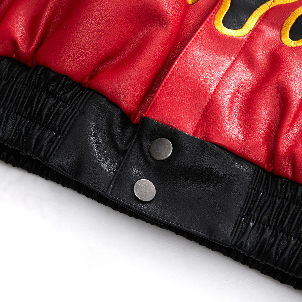 Men's Clothing High Street Fashion Vintage Retro Letter Logo Racing Embroidery Unisex Motorcycle Jacket_voghion.com