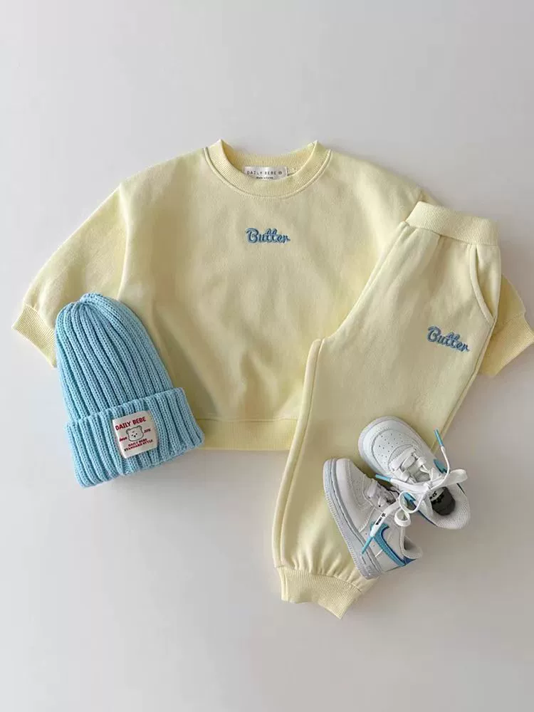 Костюм-свитшот Brand — осенний унисекс с брюками с буквами, корейский стиль, английские буквы