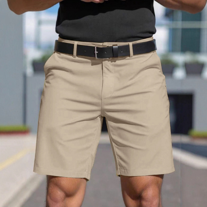 2026 Cross-border Men's Solid Color Shorts, Men's Business Golf Sports Knee-Length Trousers