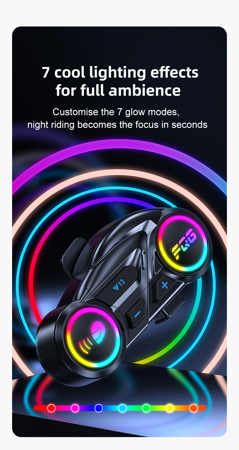 Cross-Border New Y13Pro Double Intercom Motorcycle Helmet Headset Dual-Core Bluetooth 6.0 Music Sharing Radio