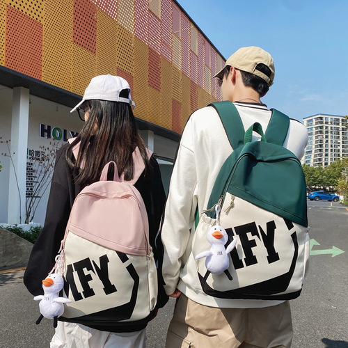 跨境外贸学生双肩包韩版潮流字母情侣背包大容量电脑背包一件代发