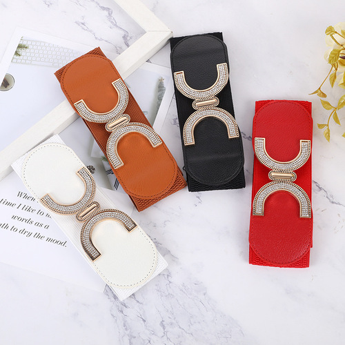 Wholesale Manufacturer Women's Stretch Elastic Wide Belt New Versatile Fashion Down Jacket Black Waist Seal Belt