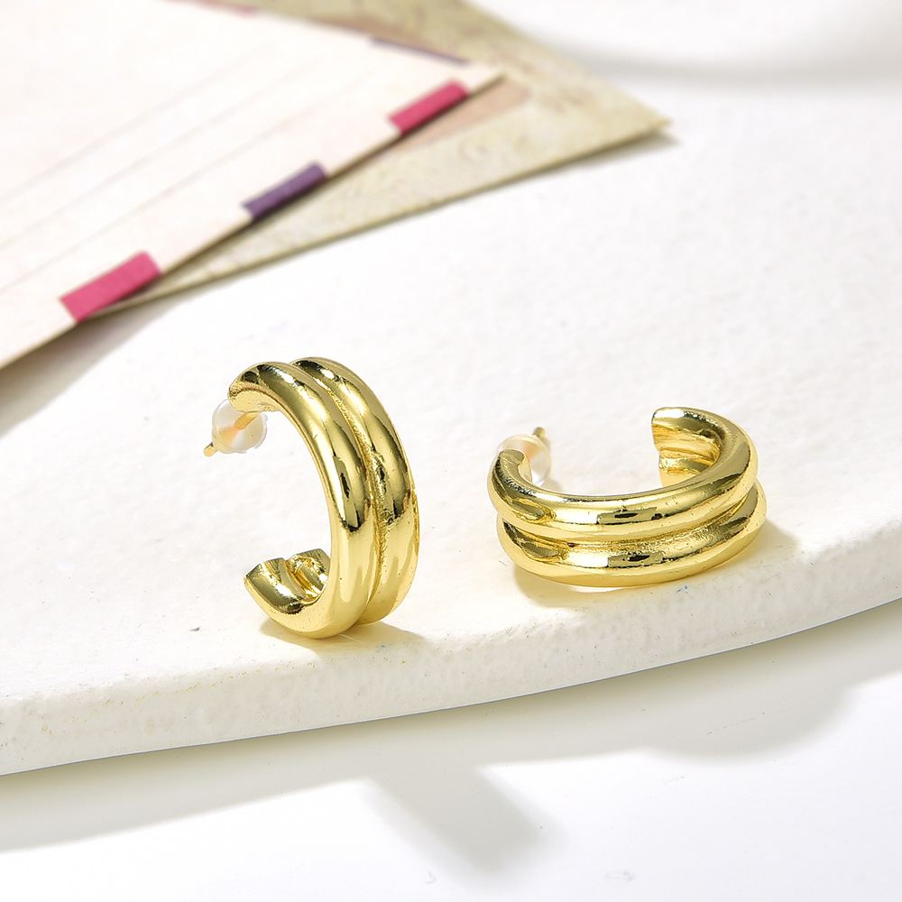 18K Real Gold Plated, White K Plated Plating Material Stone-Free Inlay Material Drop Earrings Classification Fashion Circle Copper Tassel Plating Drop Earrings 1 Pair
