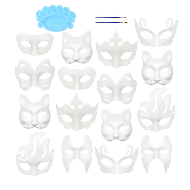 Máscaras en blanco para Halloween más vendidas de Amazon, máscaras de pulpa pintadas a mano, máscaras blancas para pintar uno mismo, accesorios para graffiti