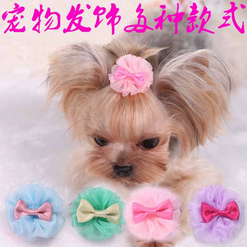 2100235 домашнее животное плюшевая собака кошка милая органза пузырь шпилька аксессуары для волос Домашние животные оптовые поставки