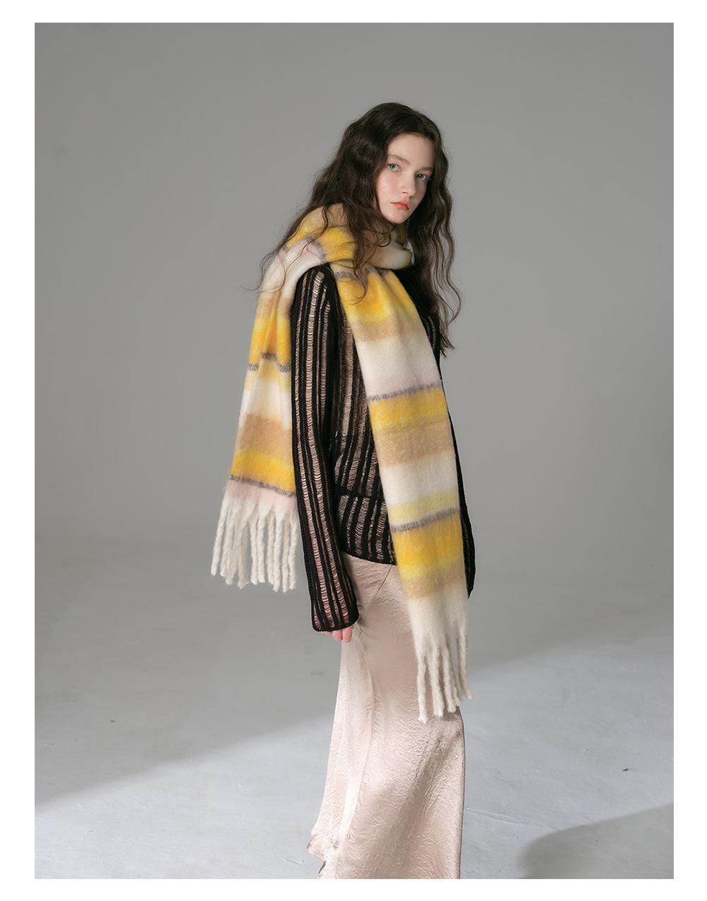 Imitation Cashmere Fringe Scarf For Women Soft Winter Shawl Bib_voghion.com