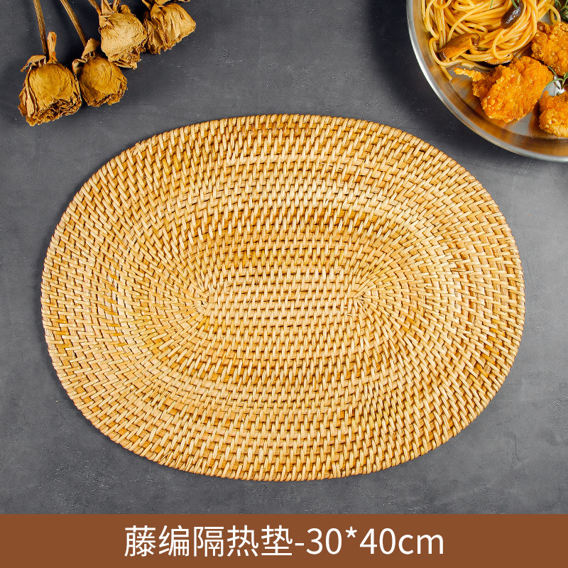 Cojín de aislamiento de caña vietnamita, almohadilla de mesa de comedor doméstica resistente a altas temperaturas, almohadilla de mesa china, almohadilla de taza de té, almohadilla de platos de comedor