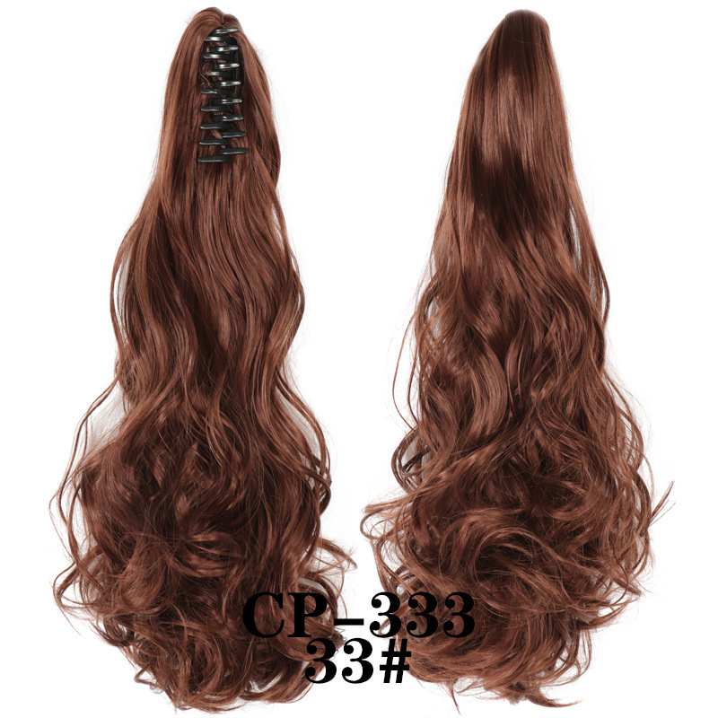 Europa y los Estados Unidos pelucas ondas largas pelucas de fibra química agarrar clip de cabello rizado garra de caballo 8 dientes fábrica de cola de caballo en stock