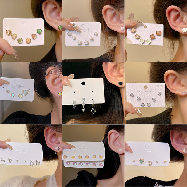 set with zircon pearl with bow