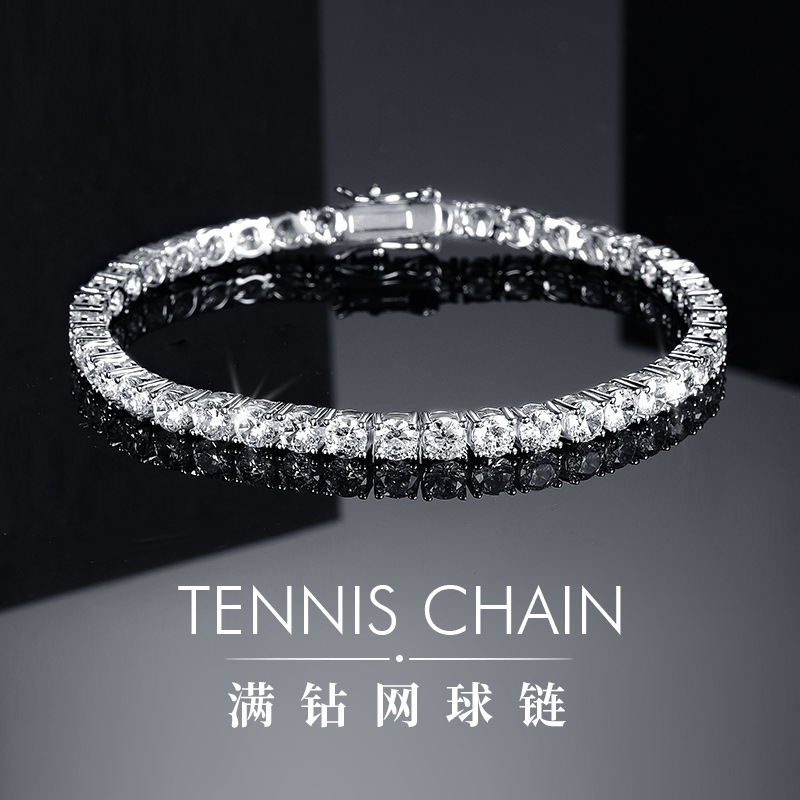 Clásico 18K oro galvanizado ZIRCON de alta calidad pulsera de tenis completo diamante personalidad Moda europea y americana hip hop estilo nuevo