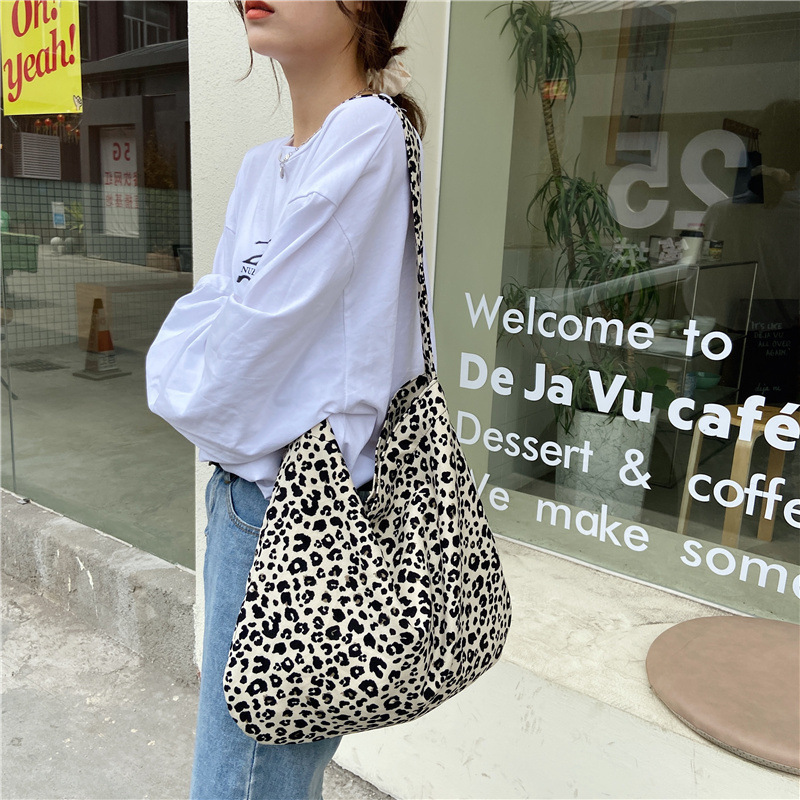 13165 Fashionable Small Leopard Print Crossbody Bag Large Capacity Shoulder Shopping Bag Fashion Canvas Bag Women's Trendy Wholesale