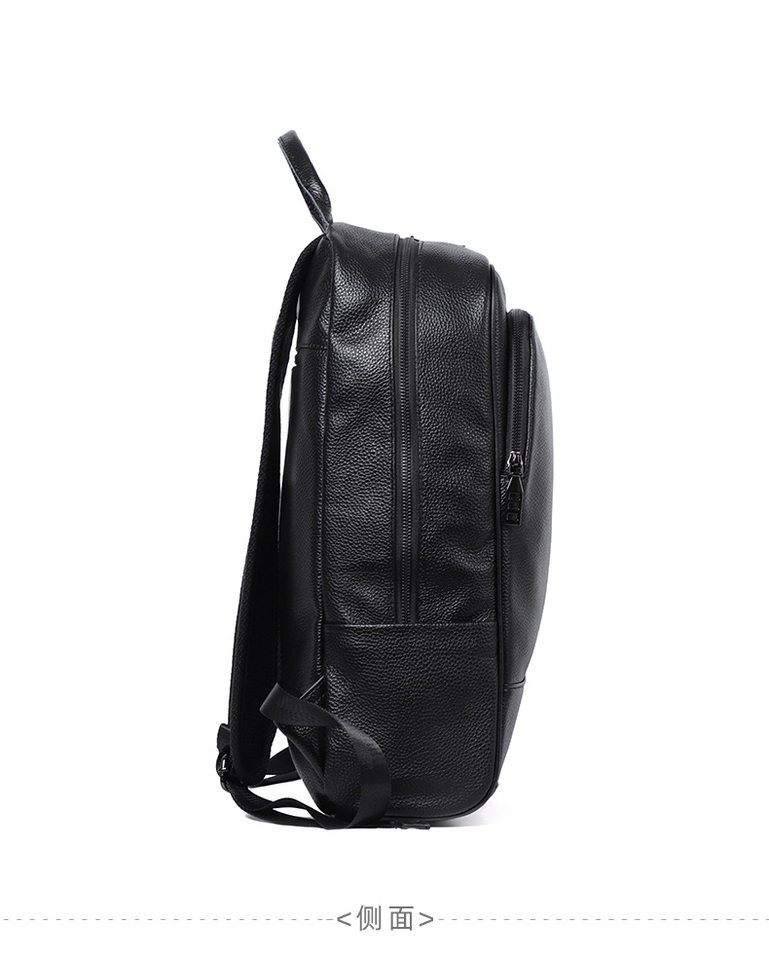 Ba lô nam da bò lớp đầu tiên đơn giản, túi đựng laptop đi học đi làm du lịch 42×32×12 cm — Màu đen chi tiết 15