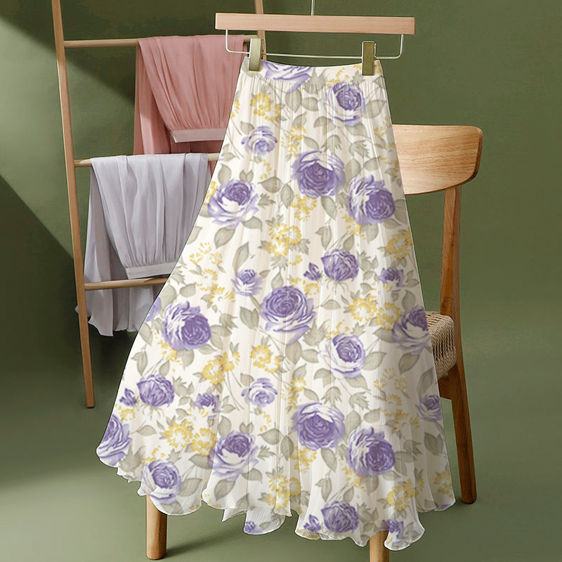 Summer New Chiffon Skirt, Long Style Skirt, Fashionable Beach Skirt, Square Dance Skirt, A-Line Long Skirt