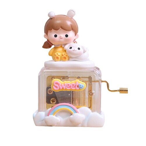 Creative cute girl hand crank series music box cute girl decorative hand-made music birthday gift music box