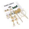 Fashion gold hoop earrings ladies pearl punk earrngs set