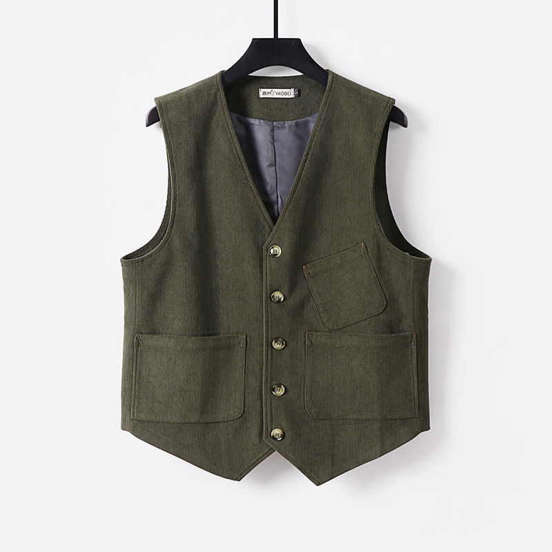 Vintage British Yuppie plus size Loose Multi-Pack Corduroy Herringbone Pattern Casual Slim-Fit Wedding Suit Vest for Men