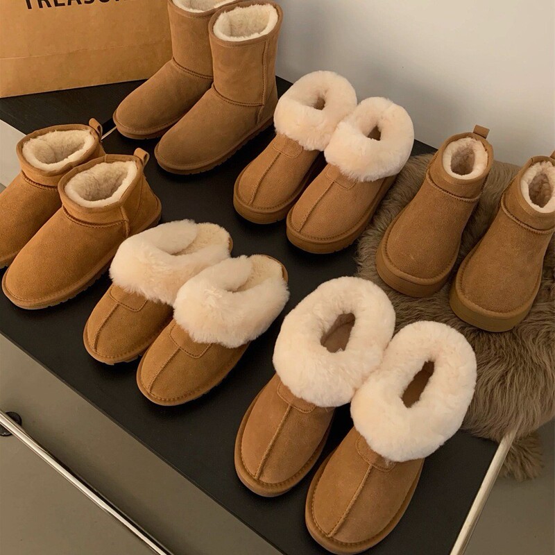 Fur One Thick Bottom Snow Boots Women's Shoes Autumn and Winter Warm fleece-lined Snow Cotton Shoes Fur Shoes Half Slippers Fur One Thick Bottom Snow Boots Women's Shoes Autumn and Winter Warm fleece-lined Snow Cotton Shoes Fur Shoes Half Slippers