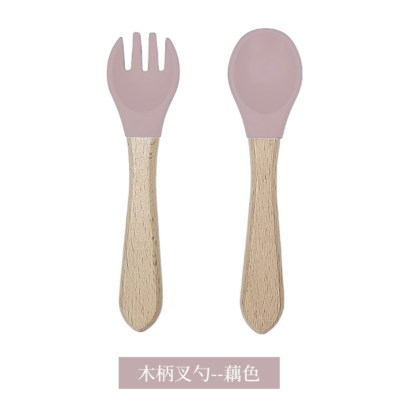연근 핑크 나무 포크 스푼