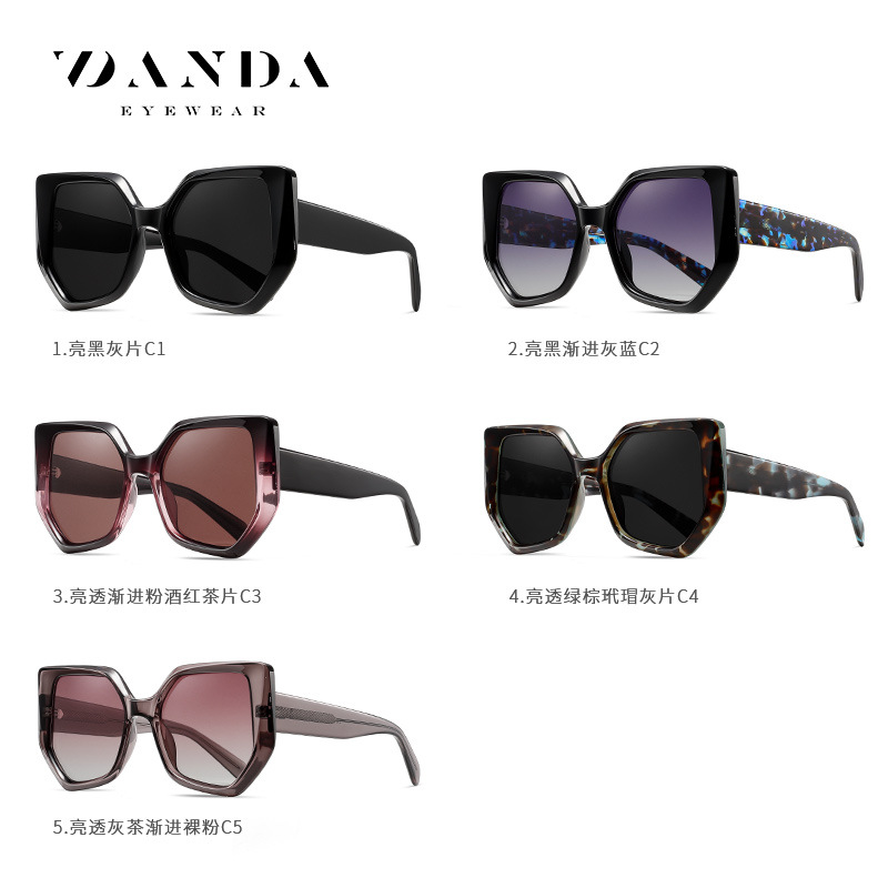 Nuevas gafas de sol polarizadas con personalidad europea y americana S26125 Gafas de sol de hoja de estiramiento facial de moda Gafas de alta gama con montura completa