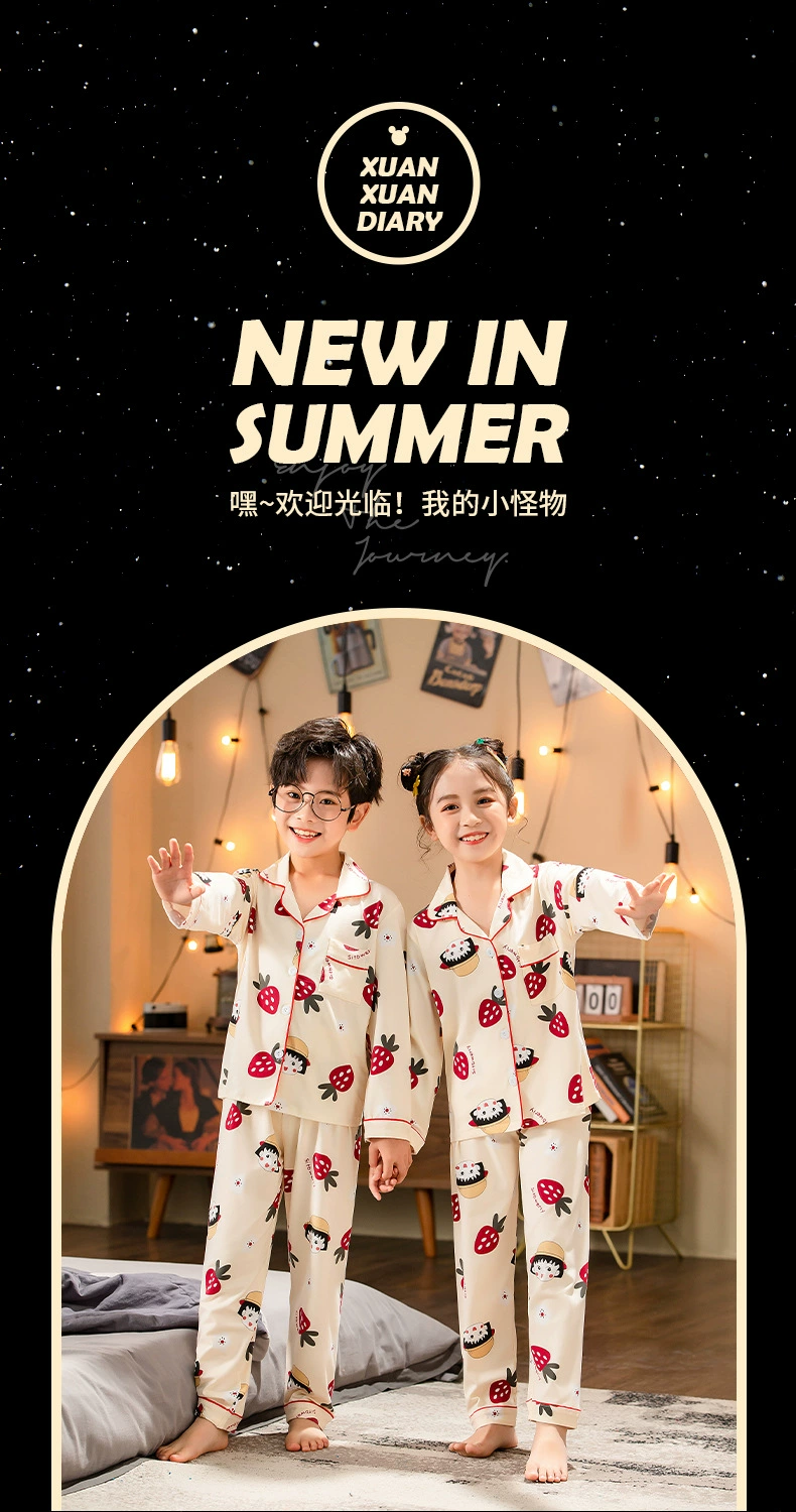 Spring Autumn Children Pajama Set Cartoon Kids Nightwear Pijama Boys Cute Girl Homewear Cardigan Students Clothes Wholesale Sleepwear & Robes cheap