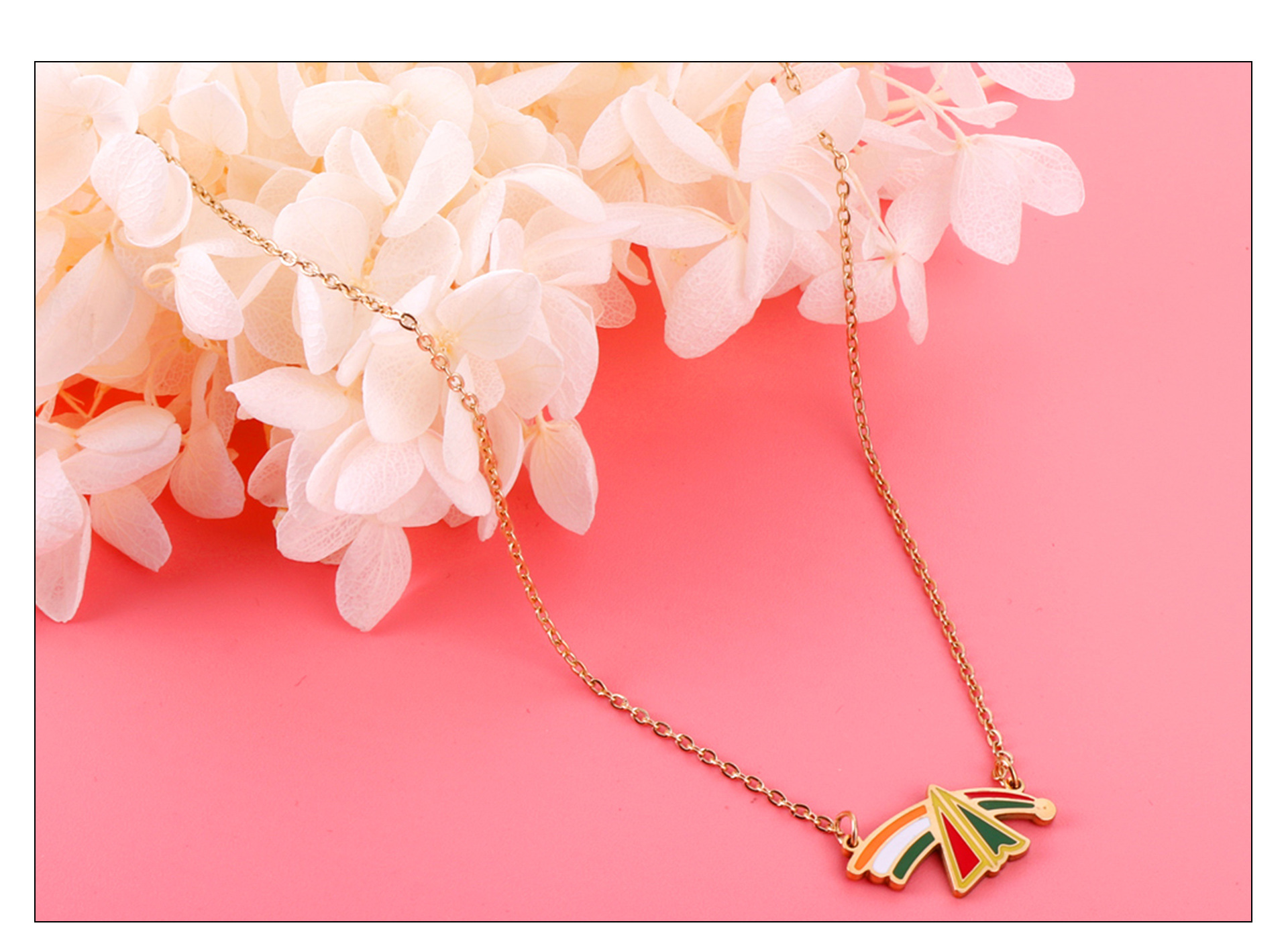 Fashion Rainbow Stainless Steel Plating Pendant Necklace 1 Piece