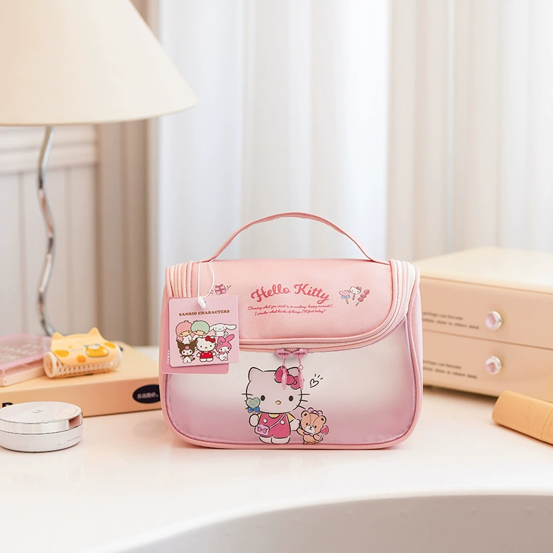 Hello Kitty, высококачественная вместительная косметичка из мультяшного полиуретана, сумка-органайзер для переноски