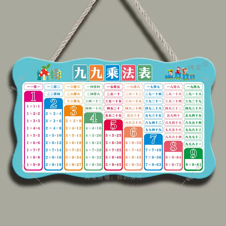 小学生二年级九九乘法口诀表儿童数学九九乘法表房间墙上装饰挂牌