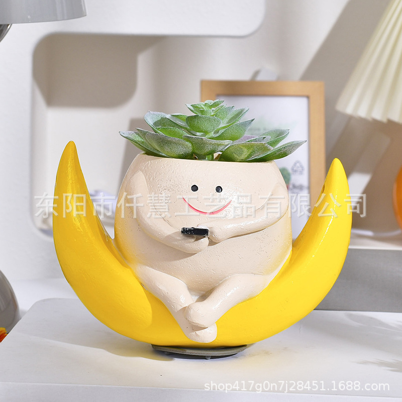 Crescente verde sofá colgante de resina azul pequeño colgante de maceta de flores para el hogar jardín jardín bonsai decoración artesanía ornamentos