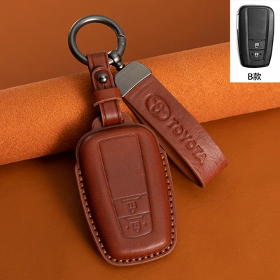 Camry Vegetable-Tanned Leather Key Car key bag - type-b-dark-brown-leather-cord