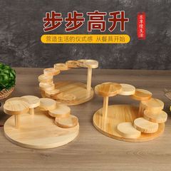 创意酒店火锅店步步高升餐具 创意餐具木质餐盘点心架多层高颜值