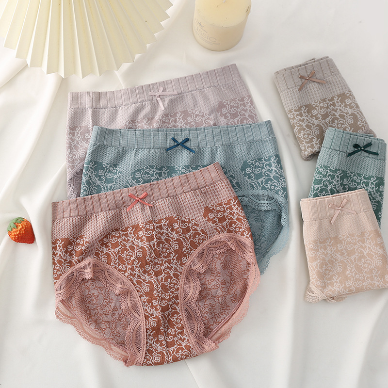 宫廷裤无缝内裤女石墨烯纯棉裆透气大码胖mm中腰无痕蝴蝶三角裤女|ms