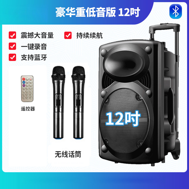 12 pulgadas cuadrada danza barra de tracción altavoz móvil portátil al aire libre K canción fábrica de sonido al por mayor Bluetooth inalámbrico 5.0