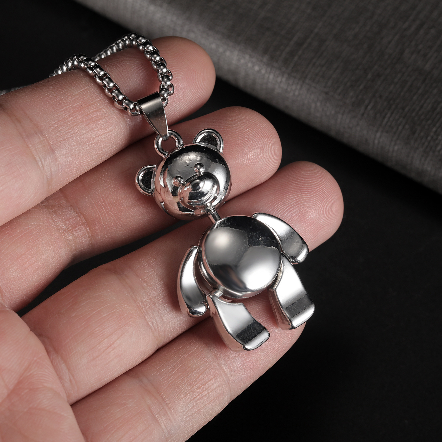 opk饰品欧美复古简约百搭合金情侣项链时尚个性街头嘻哈泰迪小熊