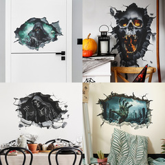 外貿萬聖節破牆骷髏頭手掌臥室客廳玄關家居裝飾牆貼貼紙自粘批發