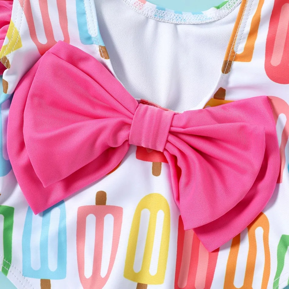 Round Neck Neckline Printing, Knot, Butterfly, Bow Knot Pattern Women's, Girl'S Gender Women's Girl'S Printing Knot Butterfly One-pieces Kids Swimwear