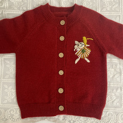 23新款秋冬女童寶寶雙面重工手工繡花兔子小熊貓針織開衫毛衣百搭