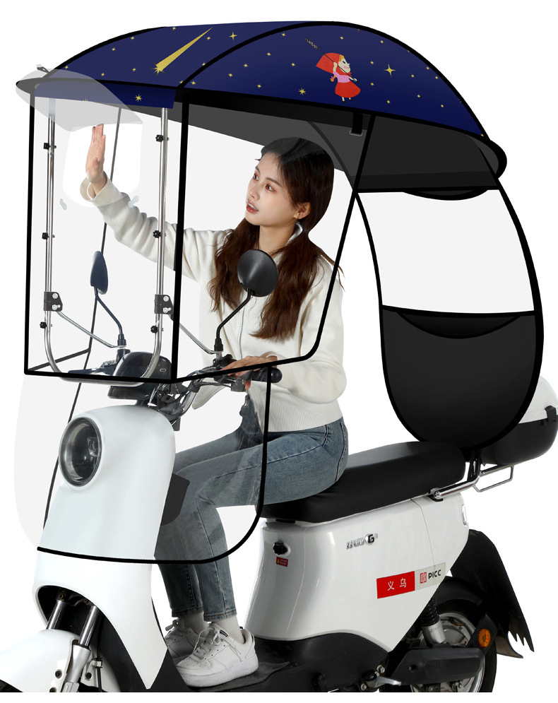 Electric Scooter Rain Canopy Detachable New Model Rainproof Windproof Sunshade Umbrella Canopy Safety Reinforced Thickened