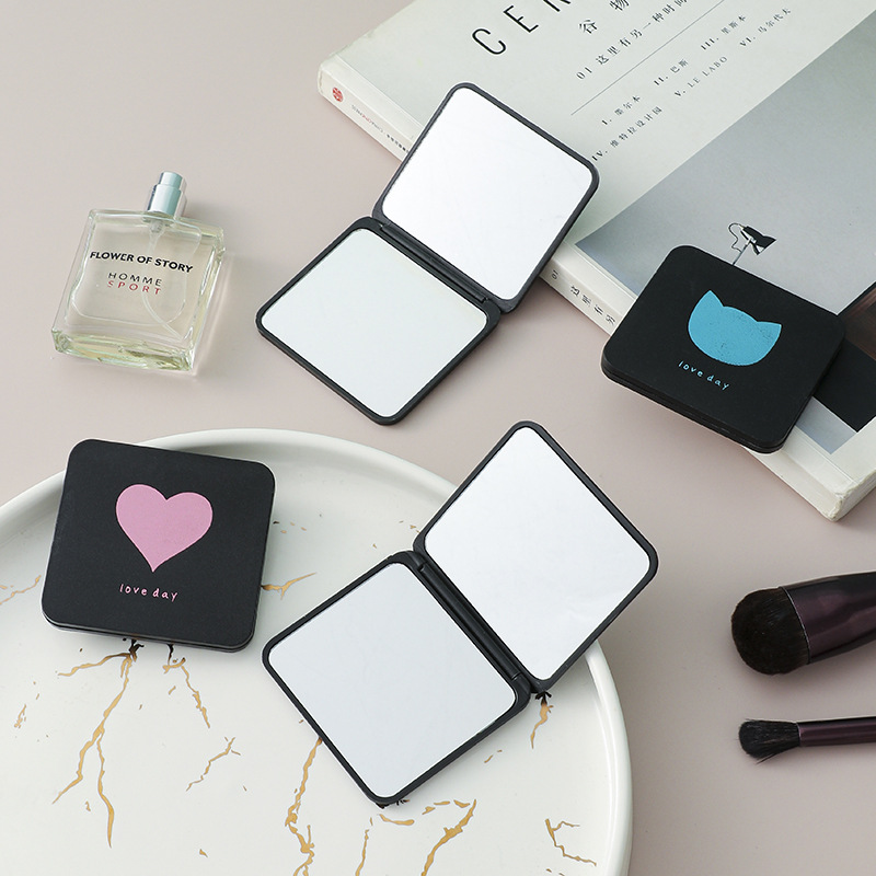 Mirror folding makeup mirror portable double-sided flip enlarged student Square gift small mirror wholesale