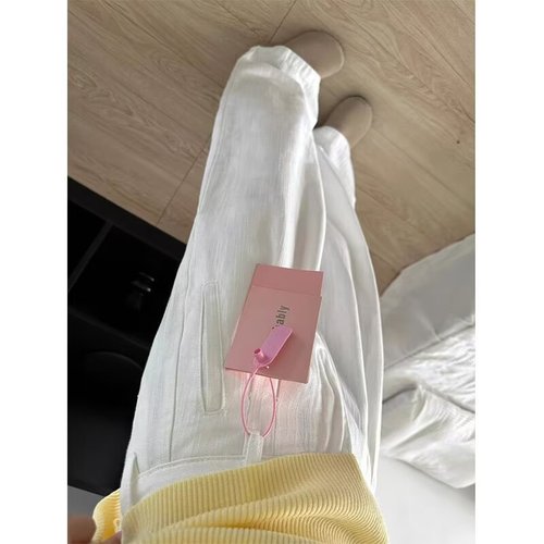 Women's Spring and Summer White High-Waisted Wide-Leg Denim Pants with Pleated Texture Design, Versatile Straight Leg Pants that Make You Look Taller and Floor-Length