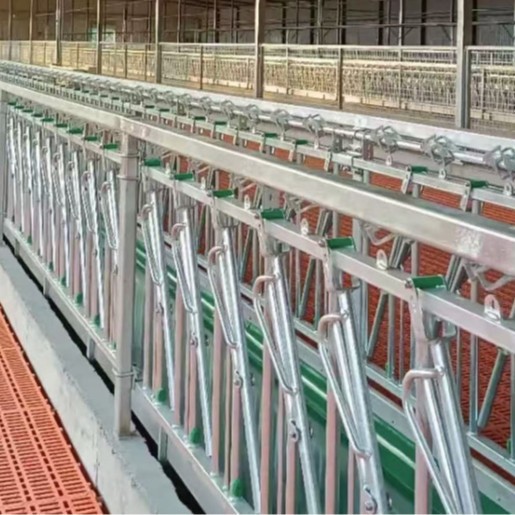 养牛厂自锁式牛颈枷单双开活位奶牛场设备牧场加厚热镀锌牛颈夹