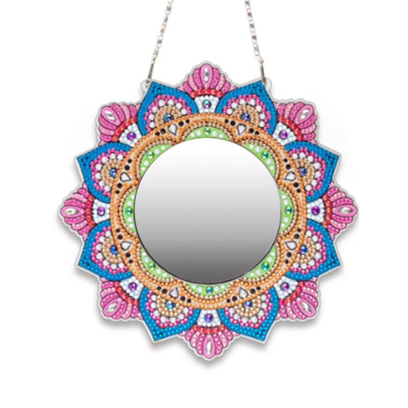 Espejo de pintura de diamantes 5d Mandala Espejo de maquillaje Cristal Diamante de forma especial Diy Colgante de diamante de una cara Acrílico Spot