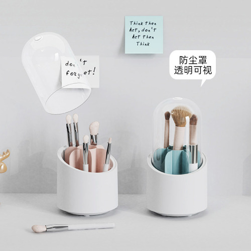 Makeup brush storage bucket dust-proof organizer eyebrow pencil eyeliner storage transparent cosmetics storage box with lid wish