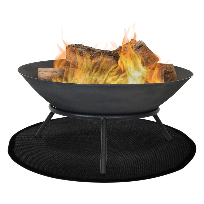 Alfombrilla redonda ignífuga para barbacoa, fogatas de camping, parrilla de fibra de vidrio y silicona, alfombrilla ignífuga para patio exterior, alfombrilla ignífuga.