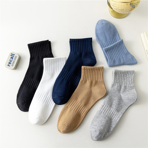 Socks men's short socks cotton pure odor-proof anti-sweat-absorbent cotton socks boys mid-calf socks white sports cotton full spring and summer men's socks