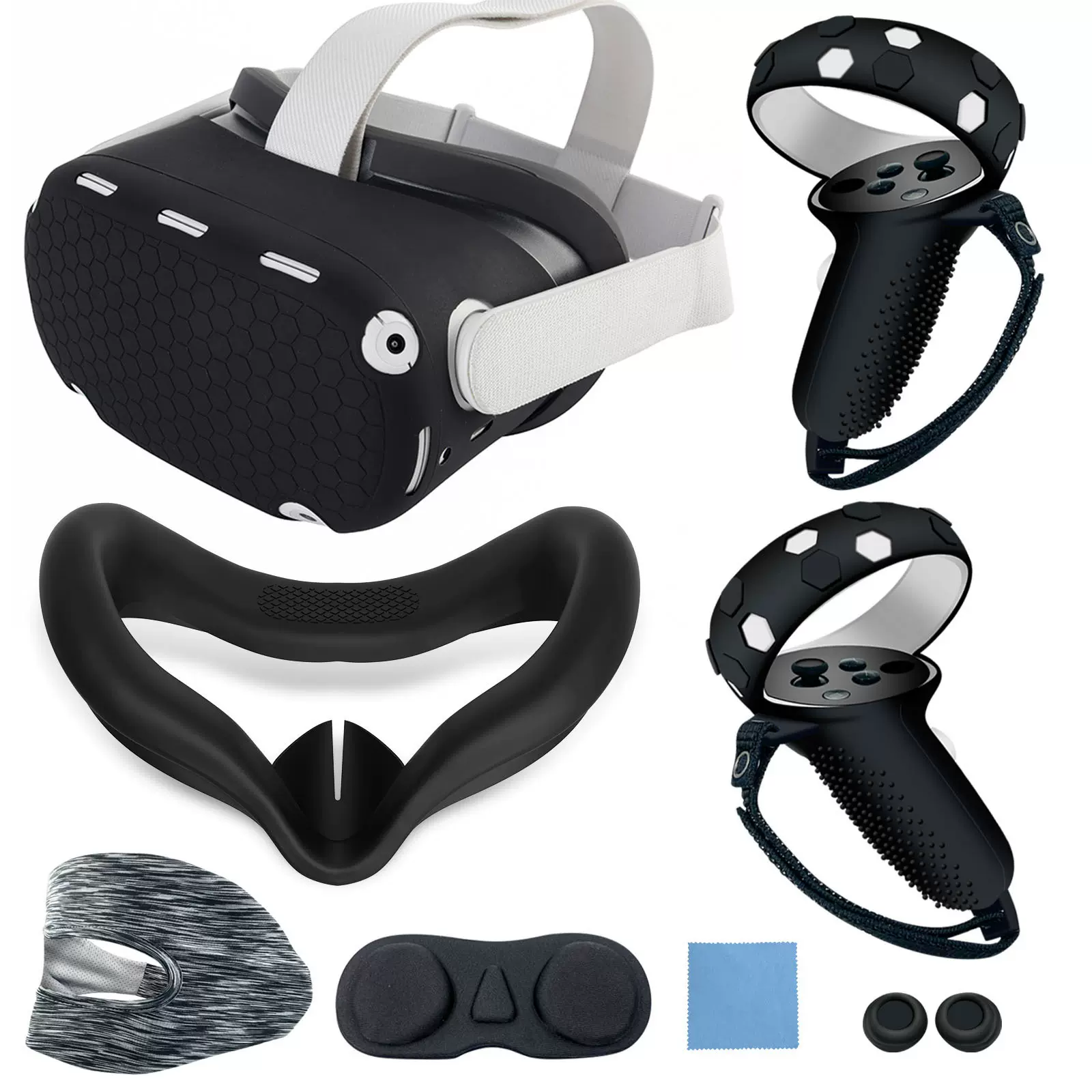 用于Meta/Oculus quest2硅胶主机保护套防滑防摔7件套装VR配件
